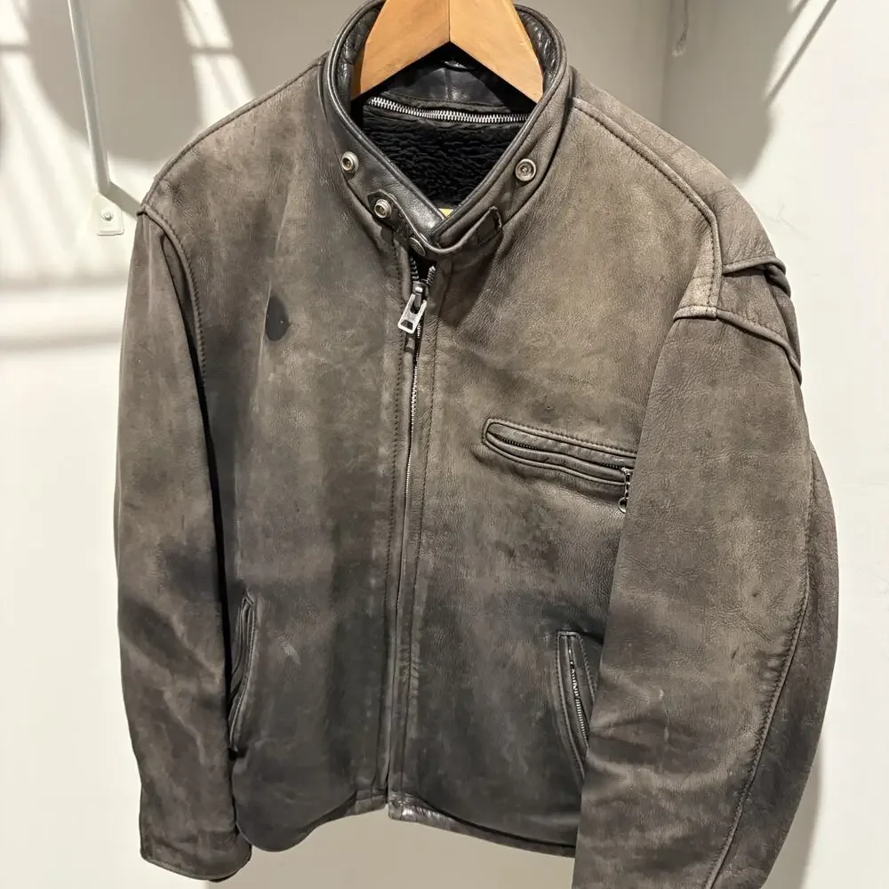 Vintage Schott 141 Cowhide Leather Cafe Racer Motorcycle Jacket Size 42 USA FADE